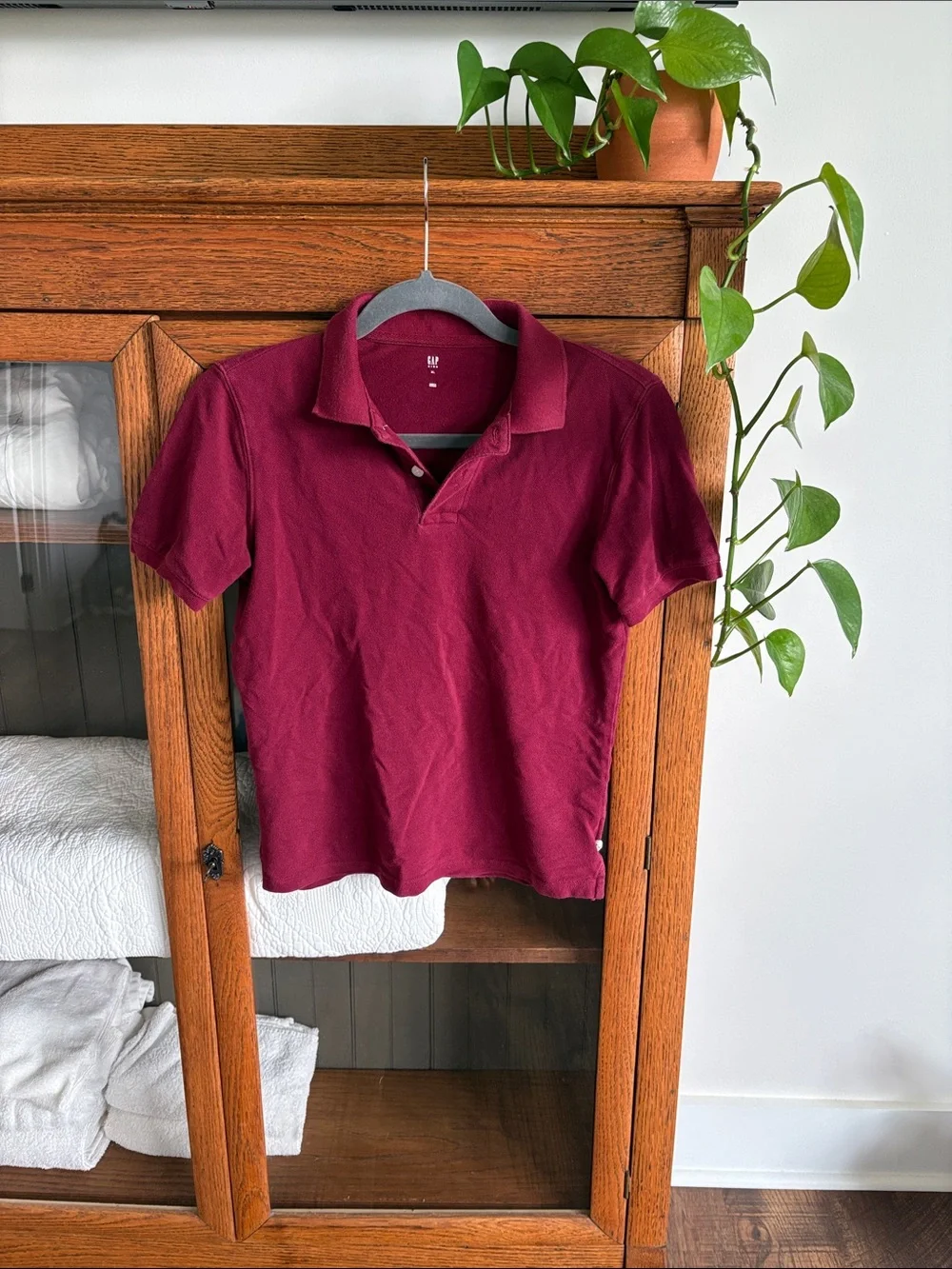 GAP Kids Wine Red Blue Crewneck polo